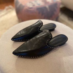 Rebecca Minkoff Chamille Studded Mules - Black Leather Size 9
